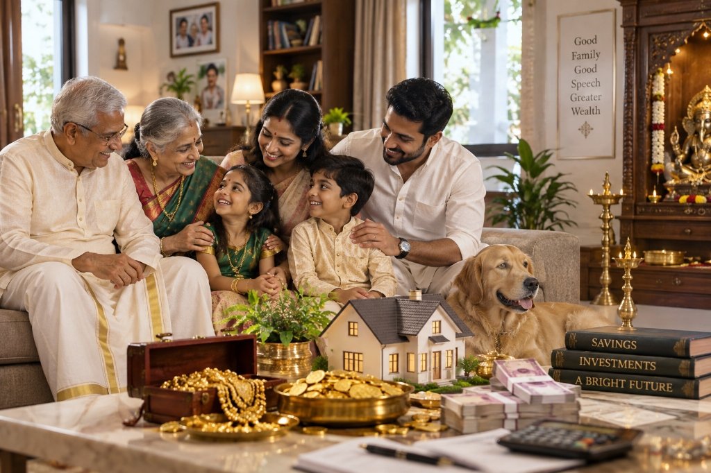 Traditional Indian Family with Books and Education